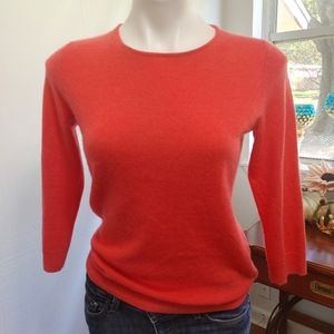 Talbots 100% Cashmere 3/4 Sleeve Sweater Pinkish Red sz Small Petite